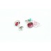 Handcrafted Studs 925 Sterling Silver Synthetic Red Hydro Round Stone